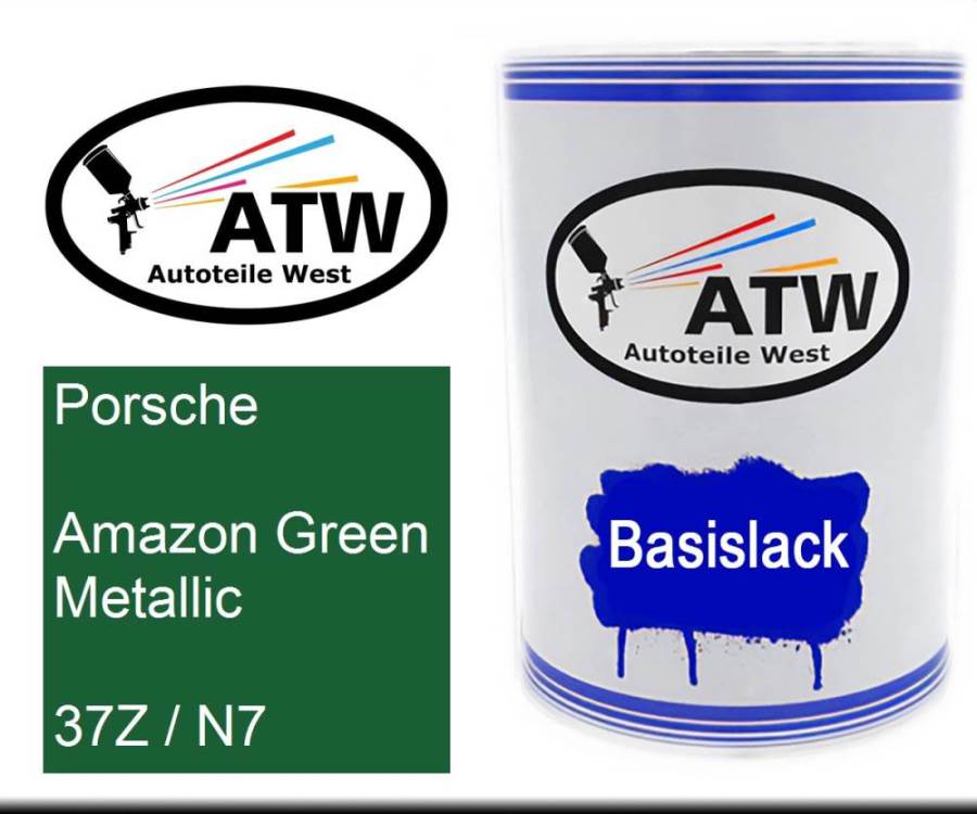 Porsche, Amazon Green Metallic, 37Z / N7: 500ml Lackdose, von ATW Autoteile West.